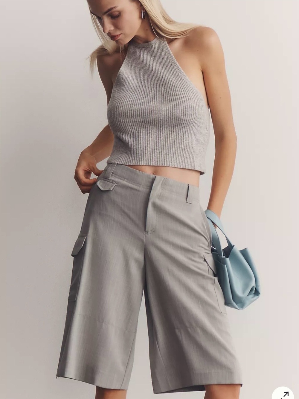 Maeve by Anthropologie Backyard Slouchy Bermuda Cargo Shorts Grey Sz 4 NWOT